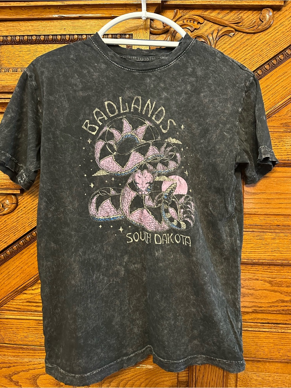 American Highway Badlands South Dakota Snake Graphic Tee Small Mineral Wash